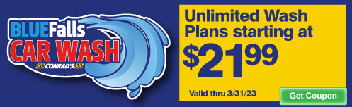 Blue Falls Car Wash Unlimited Packages starting at $21.99