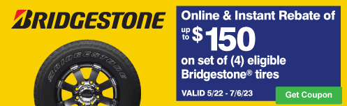 Bridgestone Up to $150 when using CFNA credit card