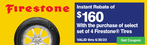 Instant Rebate of $160 on Firestone Weather Grip Select Tire Sizes