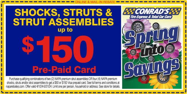 NAPA Shocks & Struts Up to $150 Prepaid Card