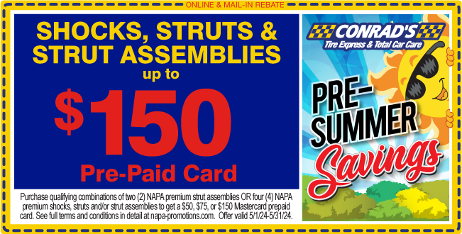 NAPA Shocks & Struts Up to $150 Prepaid Card