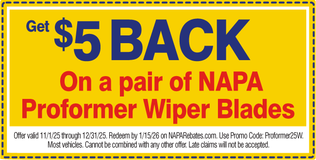 Claim a $5 Visa Prepaid Card with NAPA Proformer Wiper Blades